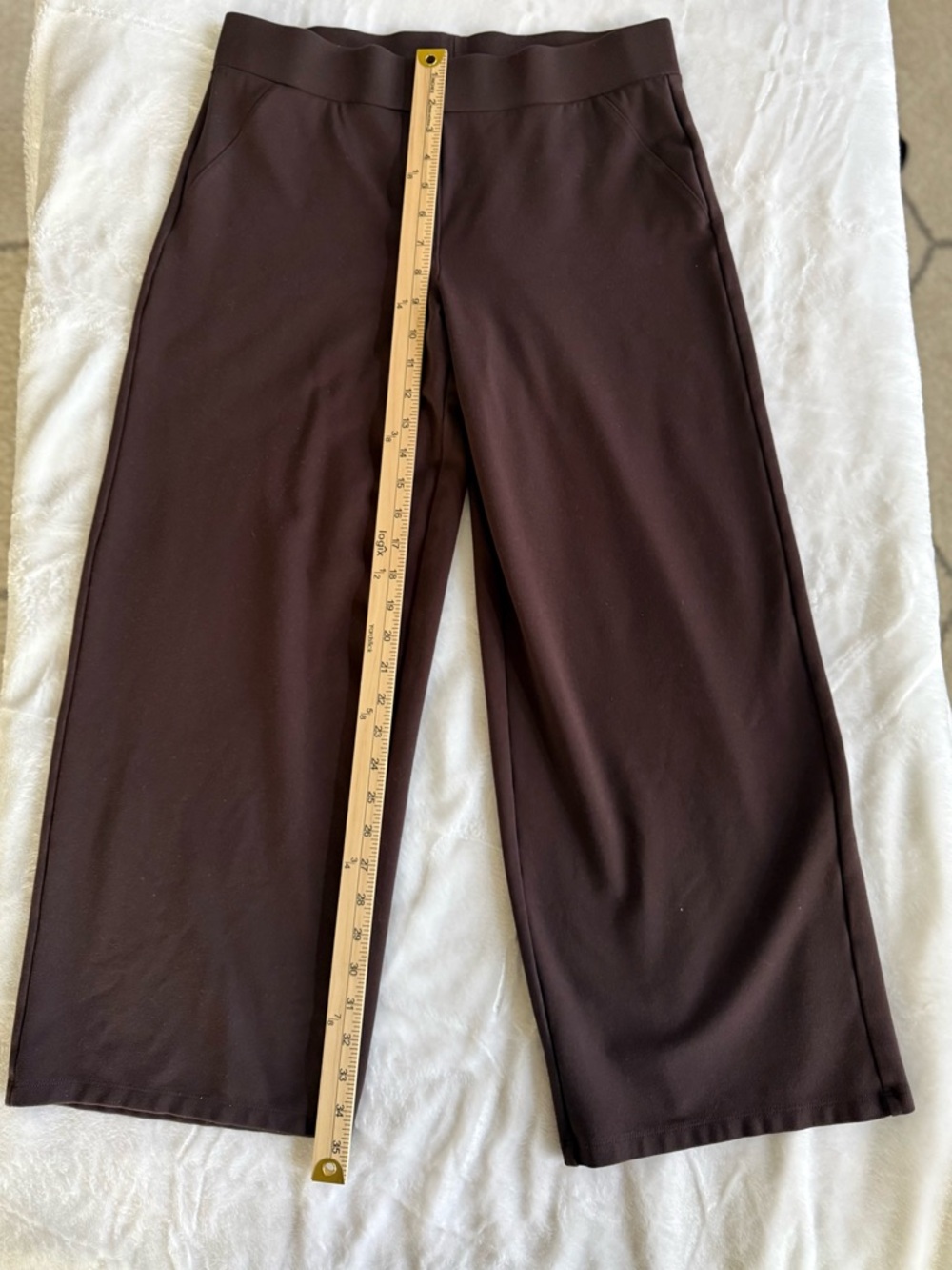 Wide Leg Cropped Quince Pants in Deep Brown Espresso - Picture 2 of 7